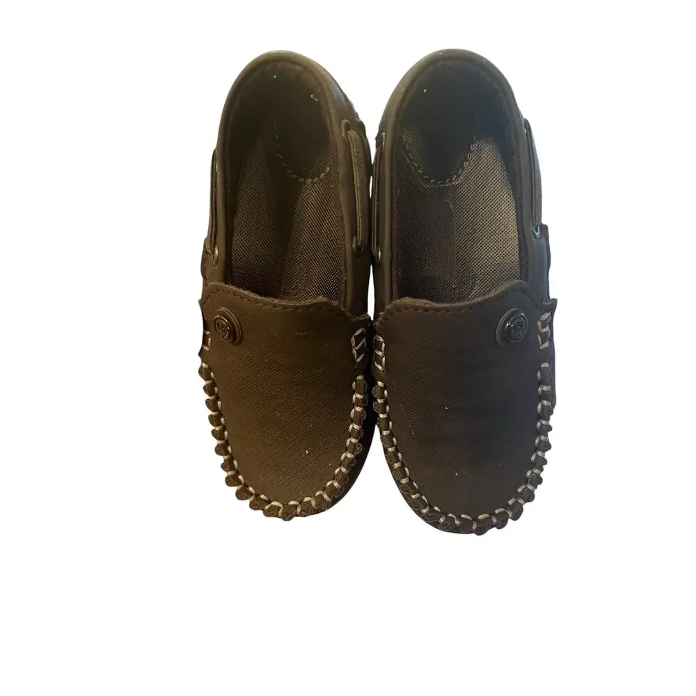 Toddler Boy’s 7 black loafer moccasin driving whipstitch preppy  comfort shoes